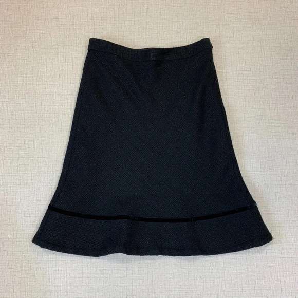Gap Tweed Wool Blend Skirt Women Black Textured Knee Length A Line - Picture 2 of 2